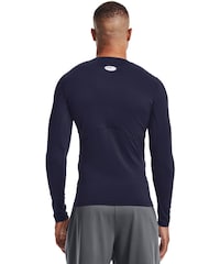Under Armour Navy/White HeatGear Fitted Long Sleeve Base Layer T-Shirt - Image 2 of 6
