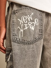 Grey Graffiti Jersey Denim Cargo Trousers (3-16yrs) - Image 6 of 12
