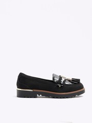 River Island Black Tassel Embossed Loafers - Image 1 of 1