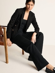 Black Tailored Ponte Metal Detail Wide Leg Trousers - Image 3 of 8