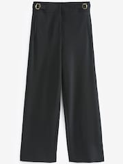 Black Tailored Ponte Metal Detail Wide Leg Trousers - Image 7 of 8
