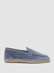 Reiss Mid Blue Espadrille Suede Summer Shoes - Image 1 of 5