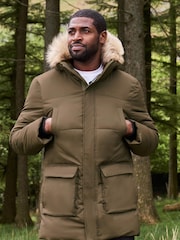 Mountain Warehouse Green Fern Mens Water Resistant Padded Parka Coat Jacket - Image 1 of 5