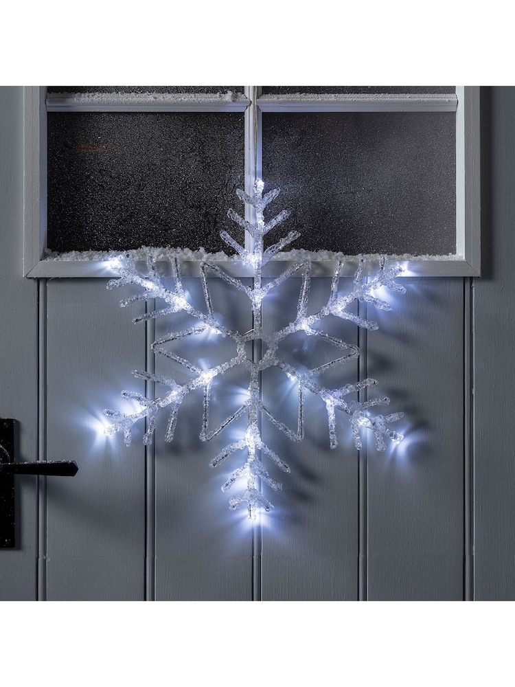 Lights4fun White 40cm Snowflake Outdoor Christmas Light - Image 1 of 1 Lights4fun White 40cm Snowflake Outdoor Christmas Light - Image 1 of 1