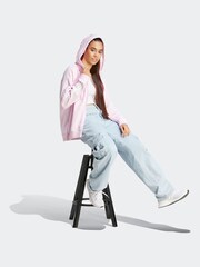 adidas Pink Sportswear Essentials 3-Stripes French Terry Oversized Full-Zip Hoodie - Image 3 of 7