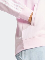 adidas Pink Sportswear Essentials 3-Stripes French Terry Oversized Full-Zip Hoodie - Image 6 of 7