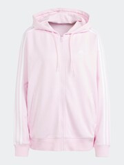 adidas Pink Sportswear Essentials 3-Stripes French Terry Oversized Full-Zip Hoodie - Image 7 of 7