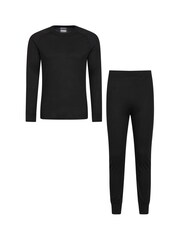 Mountain Warehouse Black Talus Mens Thermal Top & Joggers Set - Image 1 of 6