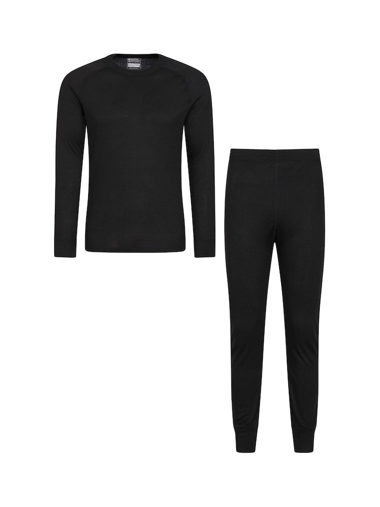 Mountain Warehouse Black Talus Mens Thermal Top & Joggers Set - Image 1 of 6