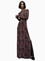 AllSaints Brown Katlyn Evita Maxi Dress - Image 1 of 7