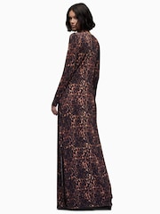 AllSaints Brown Katlyn Evita Maxi Dress - Image 2 of 7