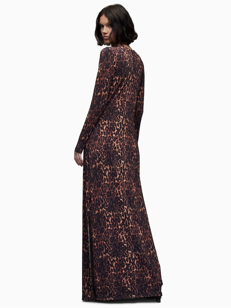 AllSaints Brown Katlyn Evita Maxi Dress - Image 2 of 7