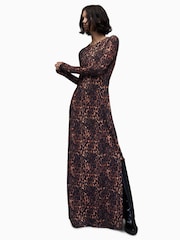 AllSaints Brown Katlyn Evita Maxi Dress - Image 3 of 7
