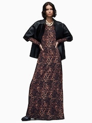 AllSaints Brown Katlyn Evita Maxi Dress - Image 4 of 7