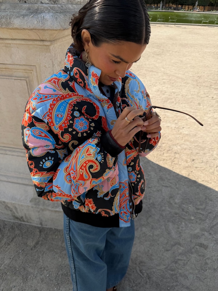 Never Fully Dressed Blue Paisley Reversible Padded Jacket - Image 1 of 5