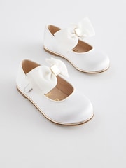 Baker by Ted Baker Girls Ivory Satin Mary Jane Shoes with Organza Bow - Image 1 of 5