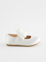 Baker by Ted Baker Girls Ivory Satin Mary Jane Shoes with Organza Bow - Image 2 of 5