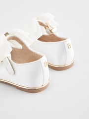 Baker by Ted Baker Girls Ivory Satin Mary Jane Shoes with Organza Bow - Image 3 of 5