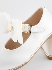 Baker by Ted Baker Girls Ivory Satin Mary Jane Shoes with Organza Bow - Image 4 of 5