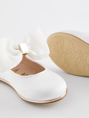 Baker by Ted Baker Girls Ivory Satin Mary Jane Shoes with Organza Bow - Image 5 of 5