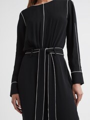 Reiss Black Esther Belted Trim Jumpsuit - Image 4 of 5
