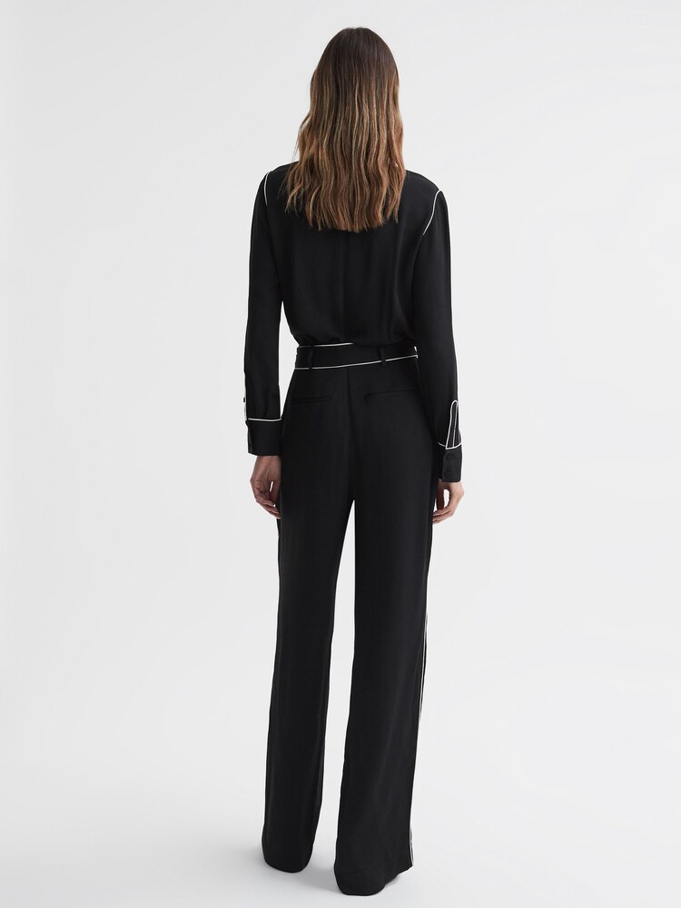 Reiss Black Esther Belted Trim Jumpsuit - Image 5 of 5