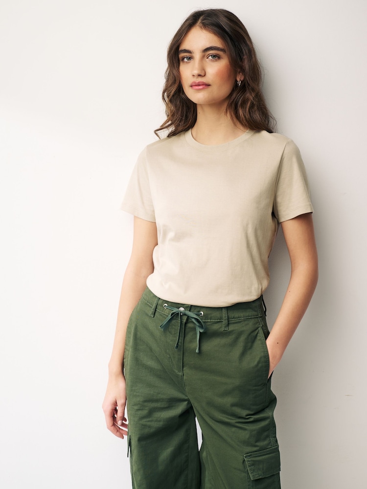 Stone Natural 100% Cotton Short Sleeve Crew Neck T-Shirt - Image 1 of 7 Stone Natural 100% Cotton Short Sleeve Crew Neck T-Shirt - Image 1 of 7