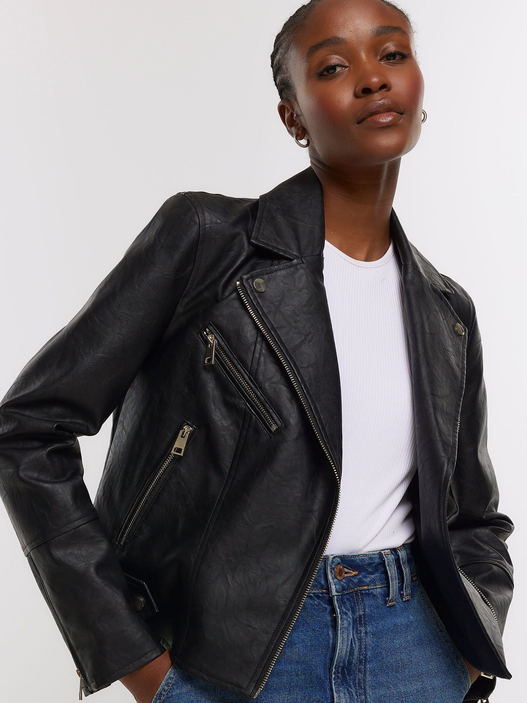 River island leather coat sale