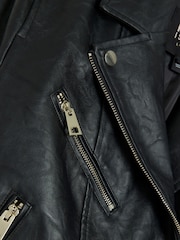 River Island Black Faux Leather Biker Jacket - Image 4 of 4