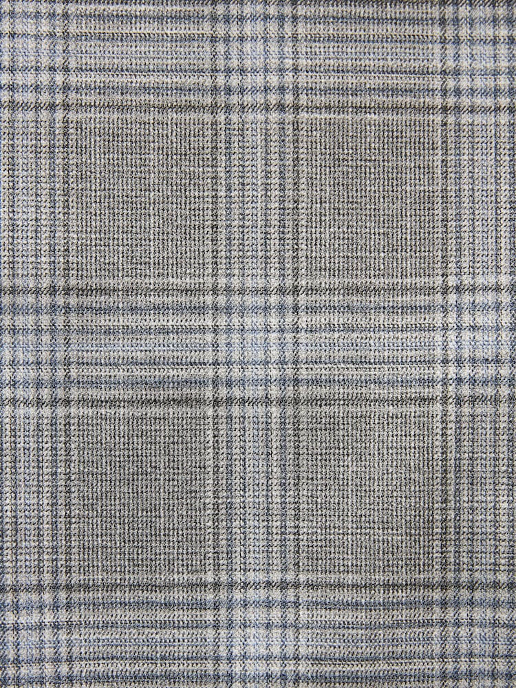 Grey Slim Fit Double Breasted Check Suit Jacket - Image 11 of 11