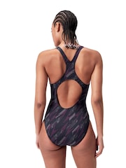 Speedo Black/Pink Womens Hyper Boom All-Over Medalist Swimsuit - Image 4 of 9