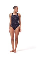 Speedo Black/Pink Womens Hyper Boom All-Over Medalist Swimsuit - Image 6 of 9