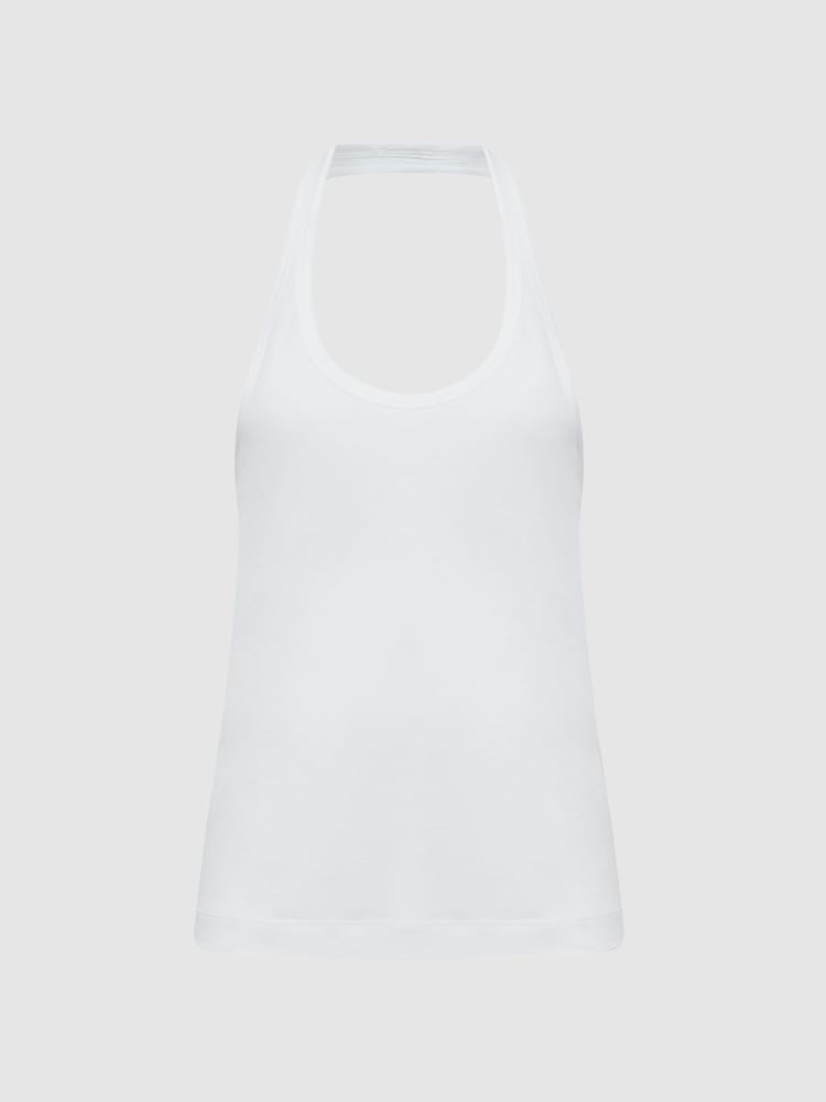 Reiss White Molly Cotton Halter Neck Vest - Image 2 of 5