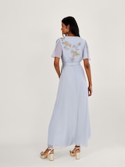 Monsoon Blue Sarah Embroidered Wrap Dress - Image 2 of 4