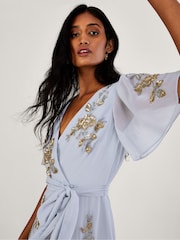 Monsoon Blue Sarah Embroidered Wrap Dress - Image 3 of 4