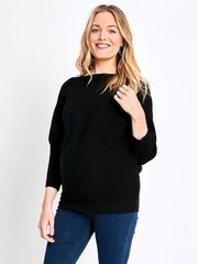 JoJo Maman Bébé Black Wrap Back Ribbed Maternity Jumper - Image 1 of 1