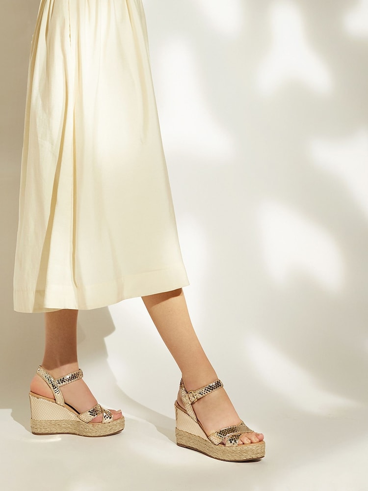 Dune London Animal Kind Cross Strap Covered Wedge Sandals - Image 1 of 5