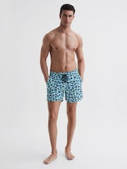 Reiss Blue Multi Moorea Vilebrequin Leopard Print Swim Shorts - Image 1 of 5