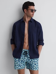 Reiss Blue Multi Moorea Vilebrequin Leopard Print Swim Shorts - Image 5 of 5