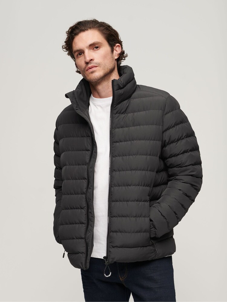 Superdry Black Fuji Embroided Padded Jacket - Image 1 of 3 Superdry Black Fuji Embroided Padded Jacket - Image 1 of 3