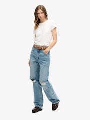 Superdry Blue Vintage Wide Jeans - Image 3 of 5