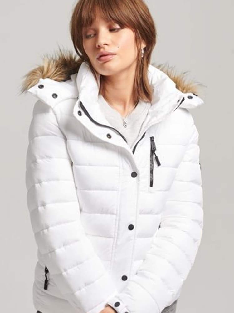 Superdry White Faux Fur Lined Longline Afghan Coat - Image 1 of 6