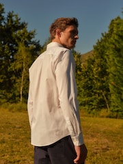White Regular Fit Washed Textured Cotton Shirt - Image 3 of 5