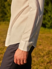 White Regular Fit Washed Textured Cotton Shirt - Image 5 of 5