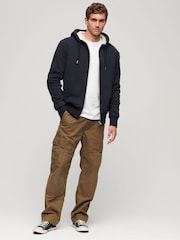 Superdry Blue Essential Borg Lined Zip-Up Hoodie - Image 1 of 5