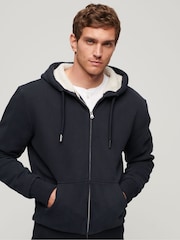 Superdry Blue Essential Borg Lined Zip-Up Hoodie - Image 3 of 5