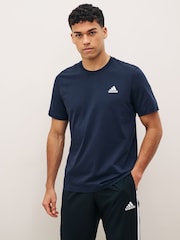 adidas Blue Essentials Single Jersey Embroidered Small Logo 100% Cotton T-Shirt - Image 1 of 5