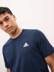 adidas Blue Essentials Single Jersey Embroidered Small Logo 100% Cotton T-Shirt - Image 4 of 5