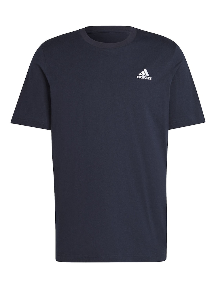 adidas Blue Essentials Single Jersey Embroidered Small Logo 100% Cotton T-Shirt - Image 5 of 5