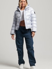 Superdry Blue Hooded Shine Sports Puffer Jacket - Image 1 of 3